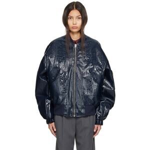 The Frankie Shop Hane Croc Faux Leather Bomber Jacket Streetwear Edgy Size XS/S